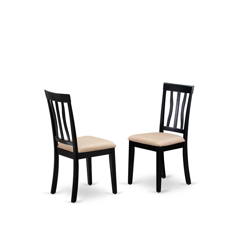 East West Furniture Dudley 5-piece Wood Dining Table and Chair Set in Black