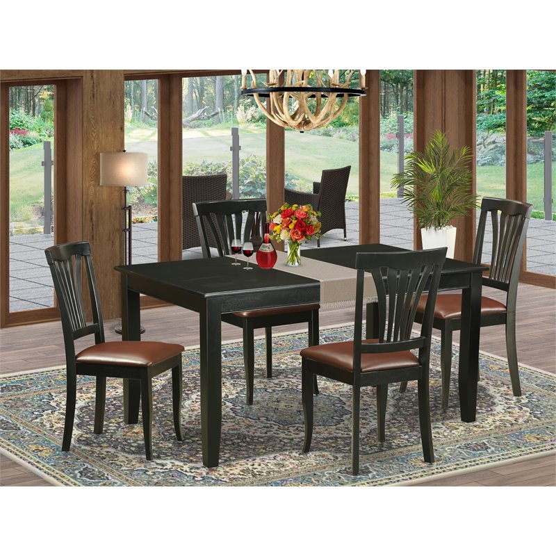 East West Furniture Dudley 5-piece Wood Dinette Table Set in Black