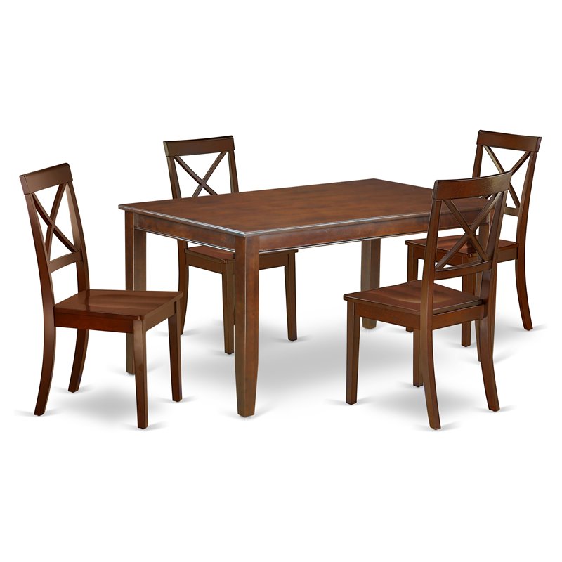 East West Furniture Dudley 5-piece Traditional Wood Dining Set in Mahogany