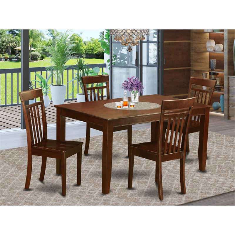 East West Furniture Dudley 5-piece Traditional Wood Kitchen Set in Mahogany
