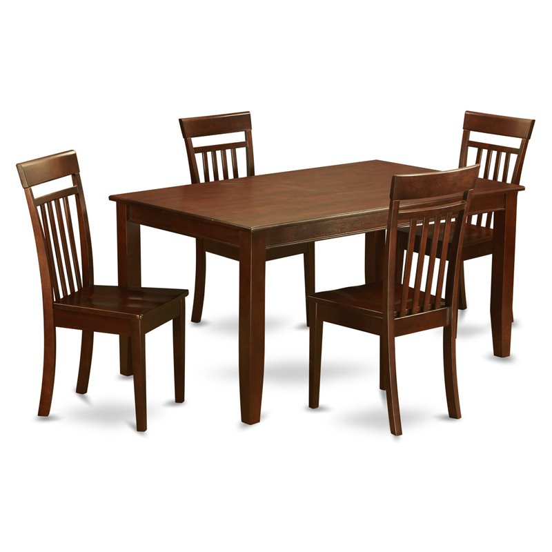 East West Furniture Dudley 5-piece Traditional Wood Kitchen Set in Mahogany