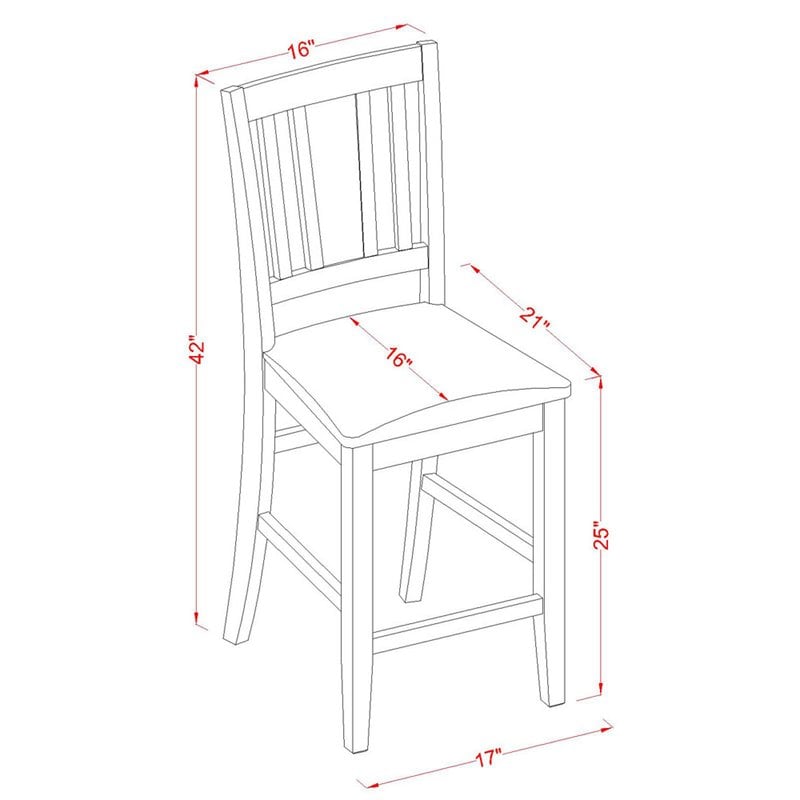 East West Furniture Dudley 5-piece Wood Dining Set with Bar Stool in Mahogany