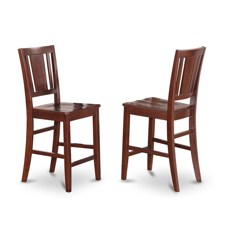 East West Furniture Dudley 5-piece Wood Pub Table and Dining Chairs in Mahogany