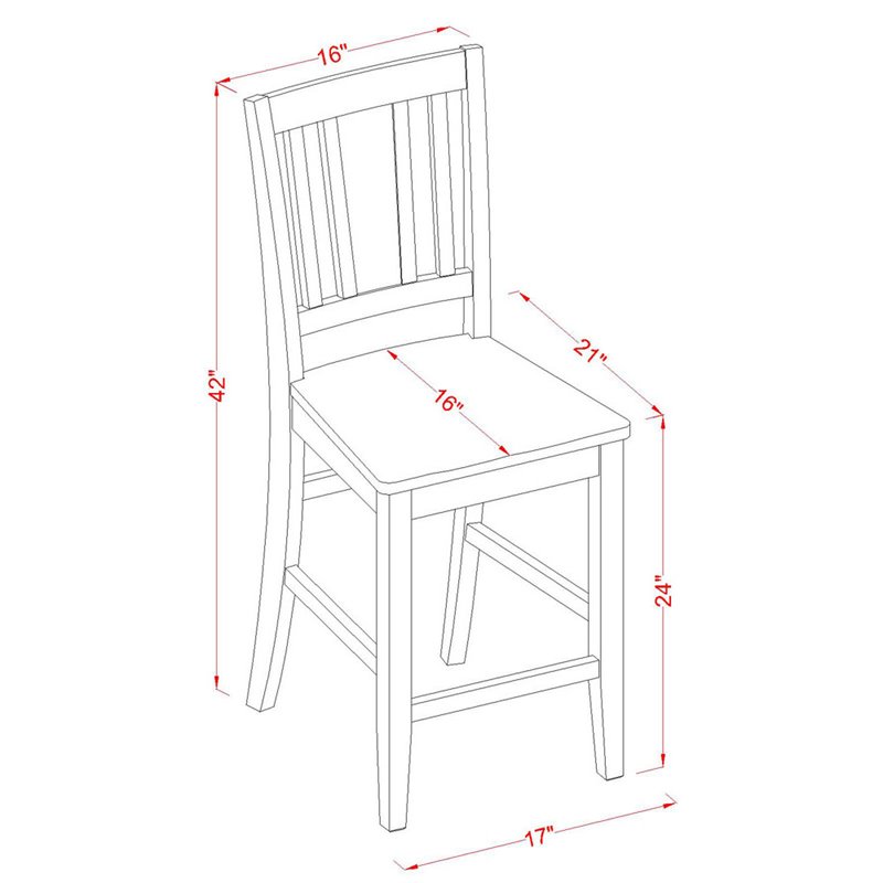 East West Furniture Dudley 5-piece Wood Pub Table and Dining Chairs in Mahogany