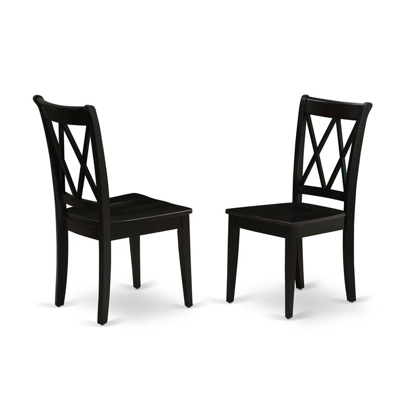 East West Furniture Dudley 5-piece Wood Dining Set with Wood Seat in Black