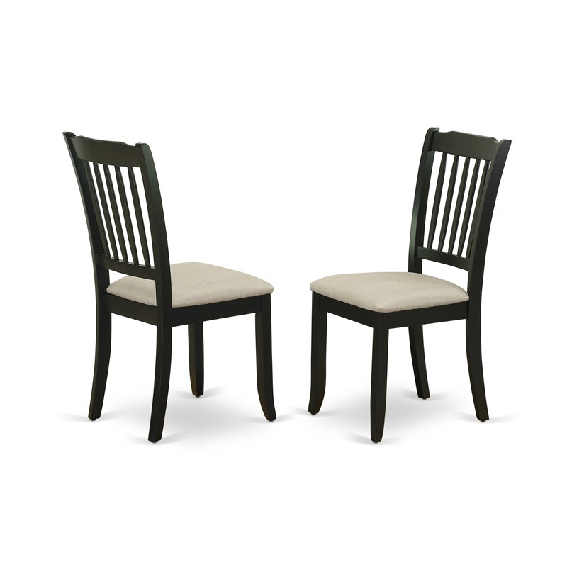 East West Furniture Dudley 5-piece Wood Dining Set with Linen Seat in Black