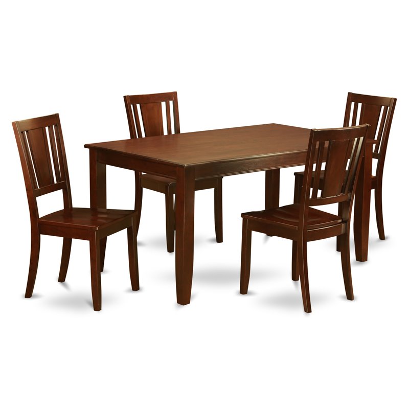 East West Furniture Dudley 5-piece Traditional Wood Dinette Set in Mahogany