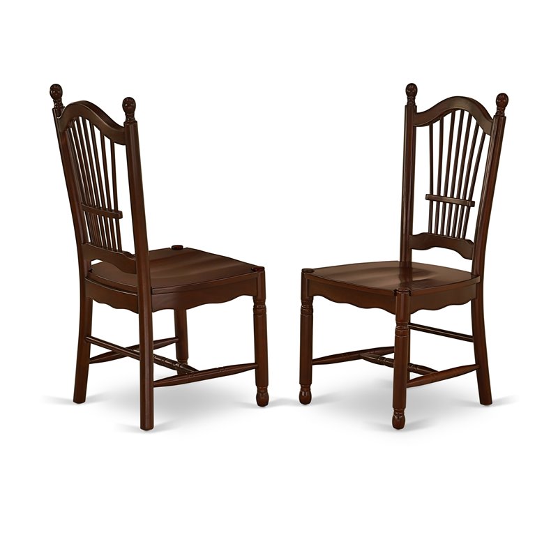 East West Furniture Dudley 5-piece Dining Set with Wood Seat in Mahogany