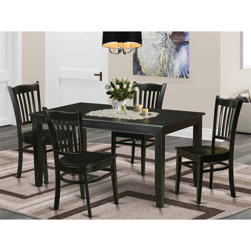 East West Furniture Dudley 5-piece Traditional Wood Dining Room Set in Black