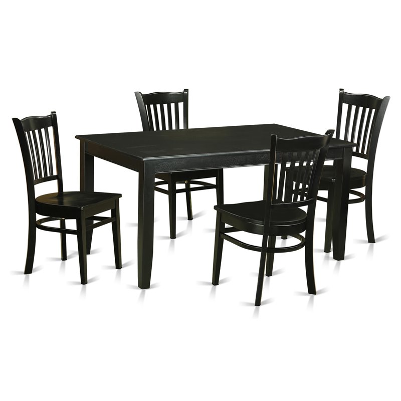 East West Furniture Dudley 5-piece Traditional Wood Dining Room Set in Black
