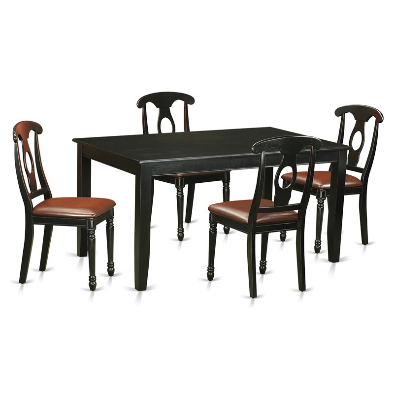 East West Furniture Dudley 5-piece Wood Dining Table and Chairs in Black
