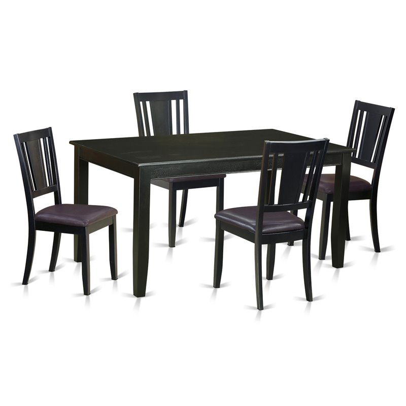 East West Furniture Dudley 5-piece Wood Table and Dining Chair Set in Black
