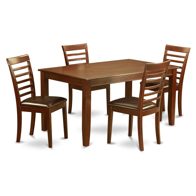 East West Furniture Dudley 5-piece Wood Dining Table Set in Mahogany