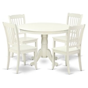 East West Furniture Hartland 5-piece Wood Dining Table and Chair Set in White