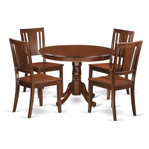 East West Furniture Hartland 5-piece Traditional Wood Kitchen Set in Mahogany
