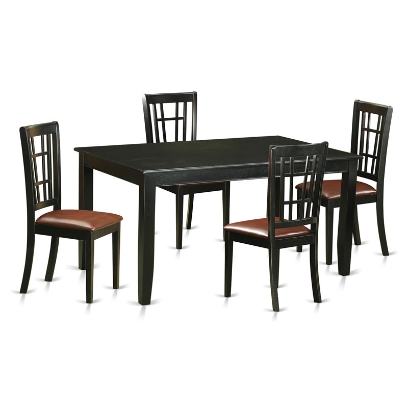 East West Furniture Dudley 5-piece Traditional Wood Dining Table Set in Black