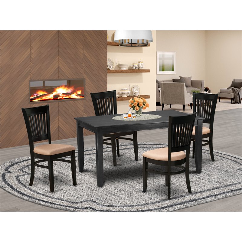 East West Furniture Dudley 5-piece Wood Kitchen Table Set in Black