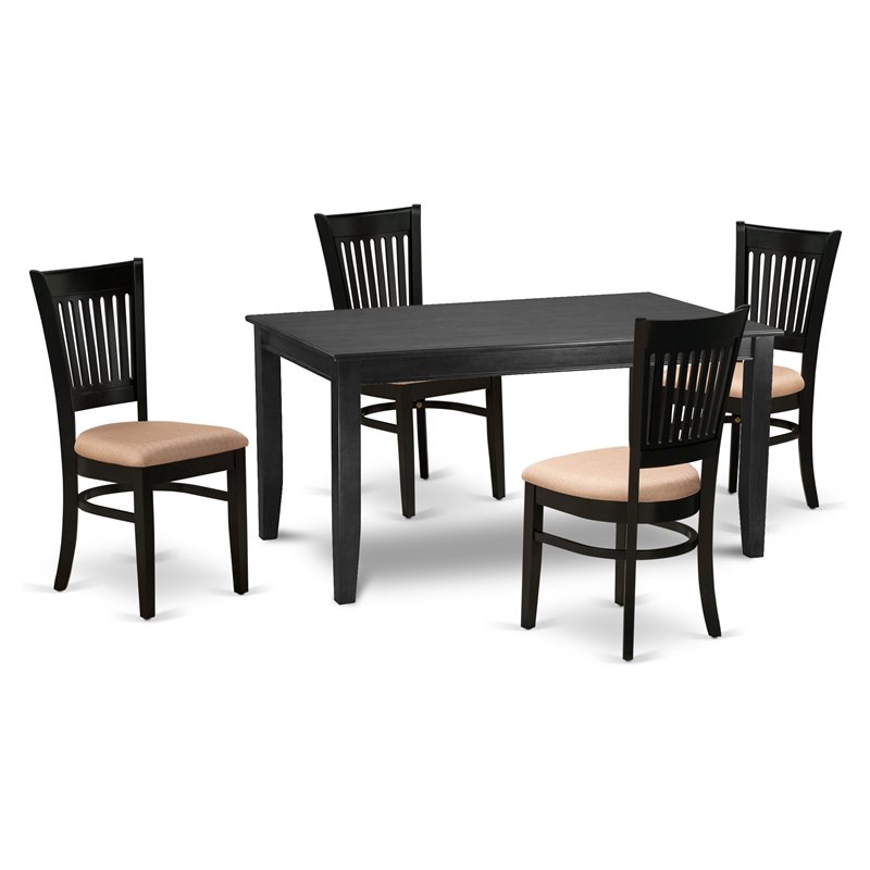 East West Furniture Dudley 5-piece Wood Kitchen Table Set in Black
