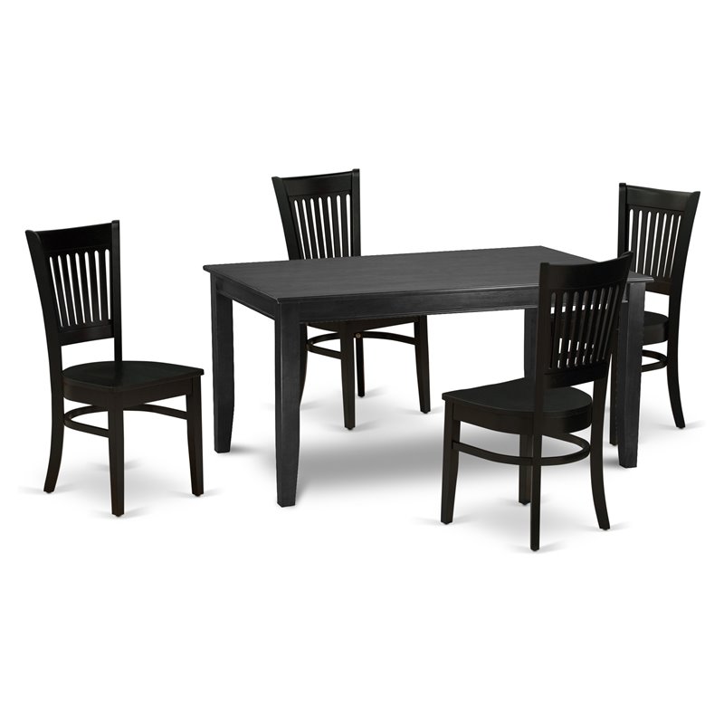 East West Furniture Dudley 5-piece Wood Dining Set with Slatted Back in Black