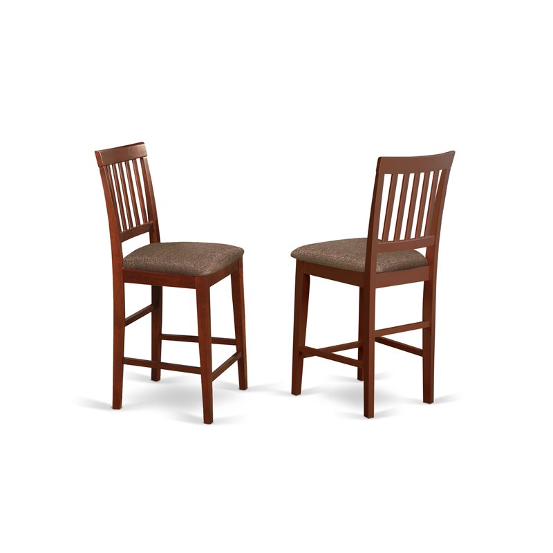 East West Furniture Dudley 5-piece Wood Counter Height Table Set in Mahogany