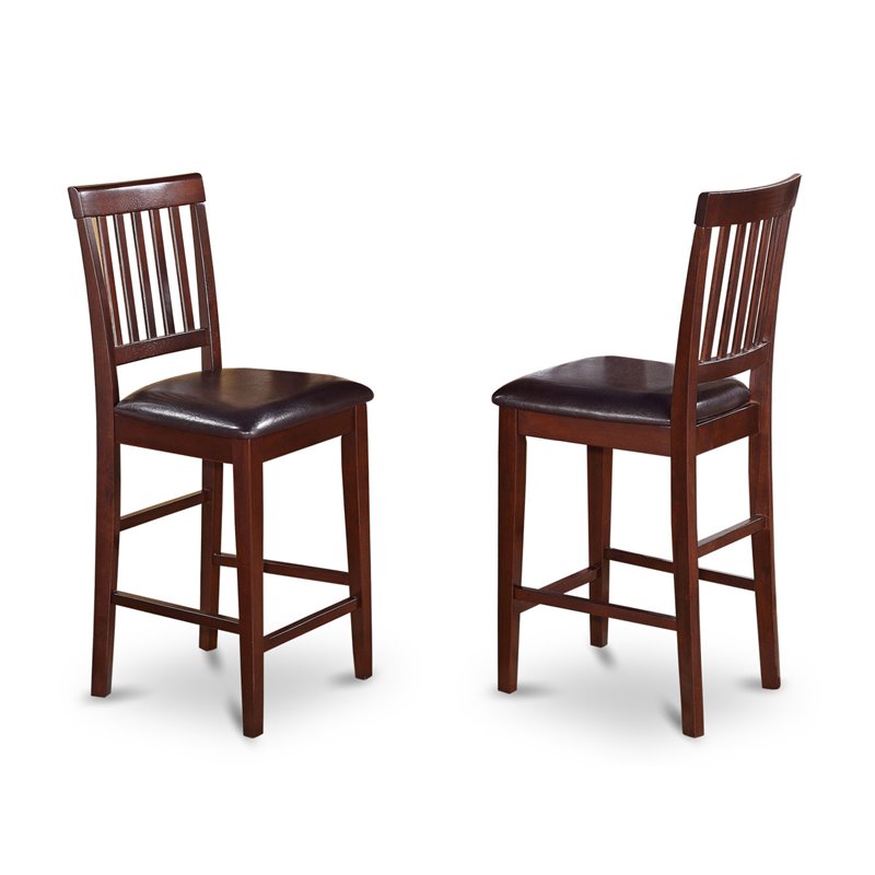 East West Furniture Dudley 5-piece Wood Dining Table and Bar Stools in Mahogany