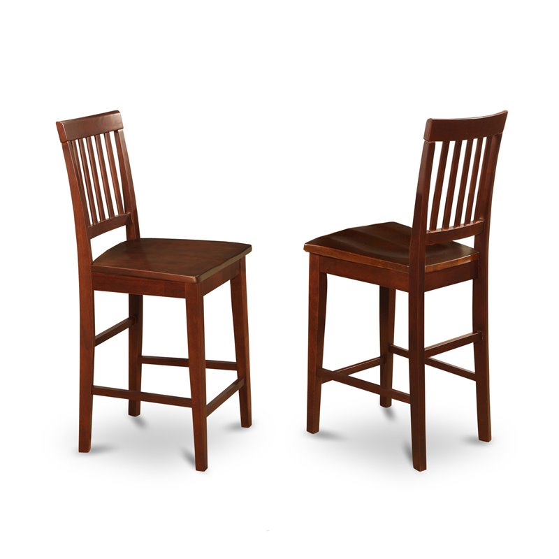 East West Furniture Dudley 5-piece Table and Counter Height Chairs in Mahogany