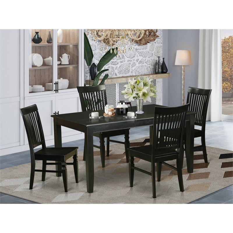 East West Furniture Dudley 5-piece Traditional Wood Dining Set in Black