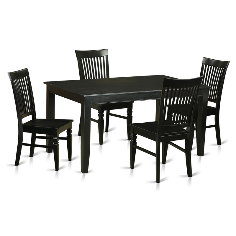 East West Furniture Dudley 5-piece Traditional Wood Dining Set in Black