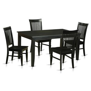 East West Furniture Dudley 5-piece Traditional Wood Dining Set in Black
