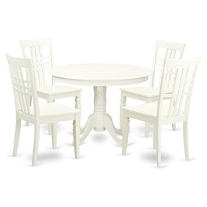 East West Furniture Hartland 5-piece Wood Dinette Set in Linen White