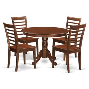 East West Furniture Hartland 5Pcs Wood Table and Dining Chair in Mahogany