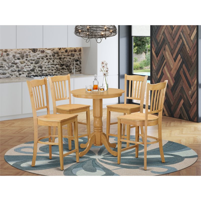 East West Furniture Eden 5-piece Traditional Wood Kitchen Set in Oak