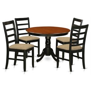 East West Furniture Hartland 5-piece Dining Set with Linen Seat in Black/Cherry
