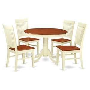 East West Furniture Hartland 5-piece Wood Kitchen Set in Buttermilk/Cherry