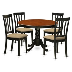 East West Furniture Hartland 5-piece Traditional Wood Dining Set in Black