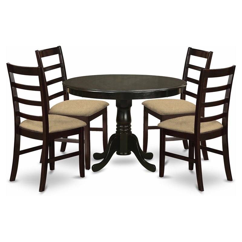 East West Furniture Hartland 5Pcs Wood Dining Set in Cappuccino