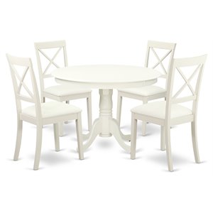 East West Furniture Hartland 5-piece Wood Dining Table Set in Linen White