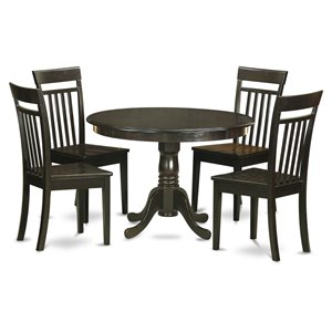 East West Furniture Hartland 5-piece Wood Table and Dining Chairs in Cappuccino