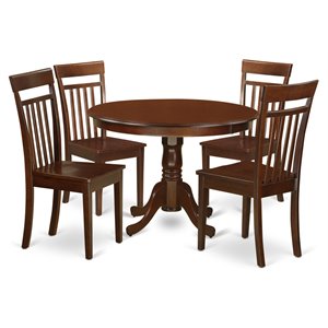 East West Furniture Hartland 5-piece Wood Dining Table Set in Mahogany