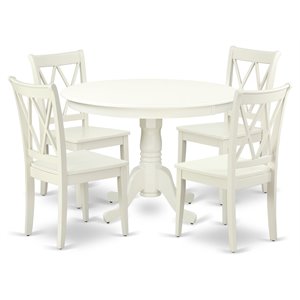East West Furniture Hartland 5-piece Wood Dining Set w/ X-Back Chairs in White