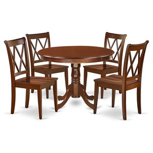 East West Furniture Hartland 5-piece Dining Set with X-Back Chairs in Mahogany