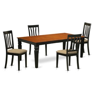 East West Furniture Logan 5-piece Wood Kitchen Set in Black/Cherry
