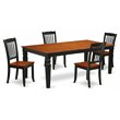 East West Furniture Logan 5-piece Dining Set with Rectangular Table in Black