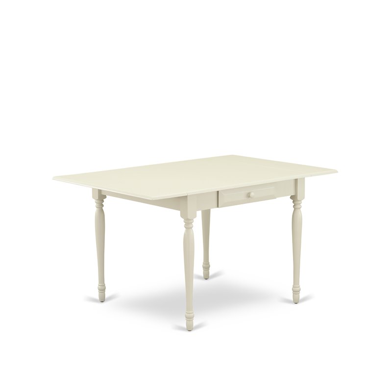 East West Furniture Monza 5-piece Dining Set with Wood Seat in Linen White