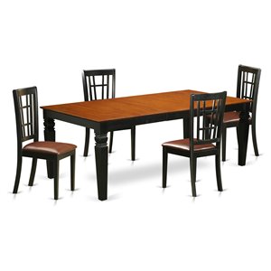 East West Furniture Logan 5-piece Table and Dining Chair Set in Black/Cherry