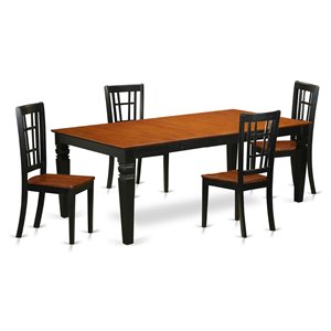 East West Furniture Logan 5-piece Wood Kitchen Table and Chairs in Black/Cherry