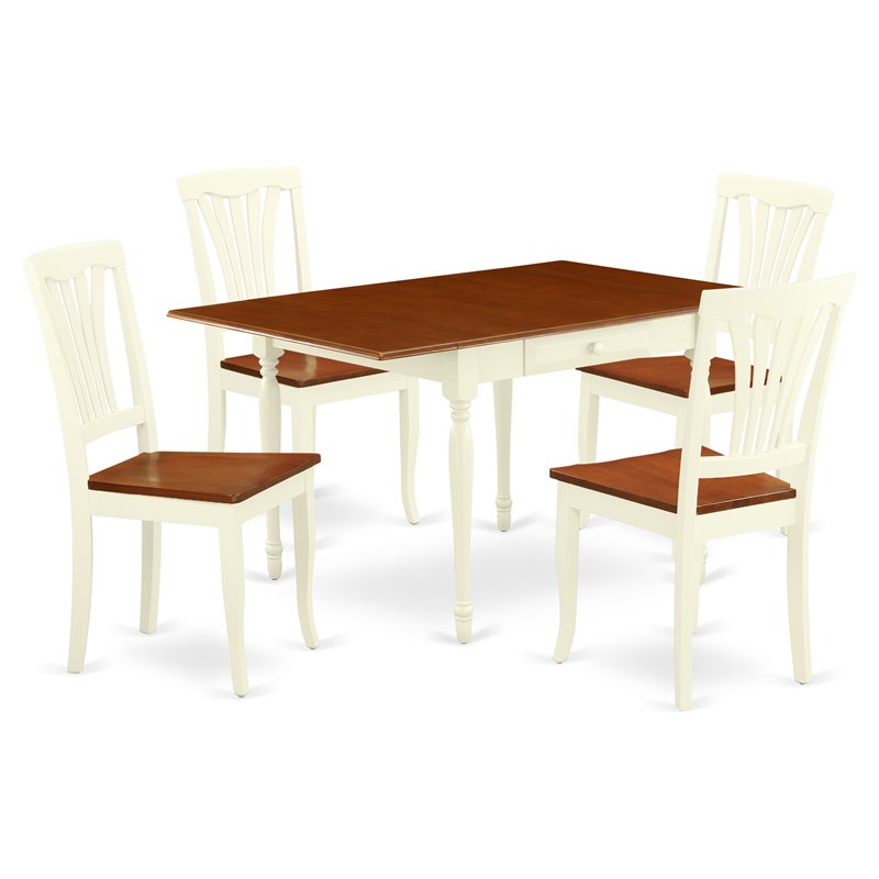 East West Furniture Monza 5-piece Wood Dining Set with Slat Back in Cherry