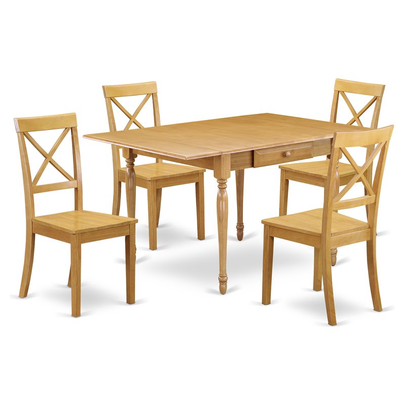 East West Furniture Monza 5-piece Traditional Wood Dining Room Set in Oak