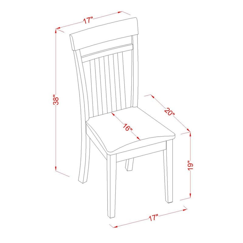 East West Furniture Monza 5-piece Wood Dining Set with Slat Back in Mahogany