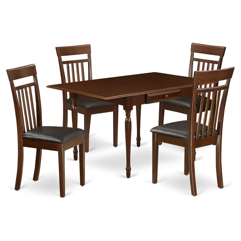 East West Furniture Monza 5-piece Wood Dining Set with Slat Back in Mahogany